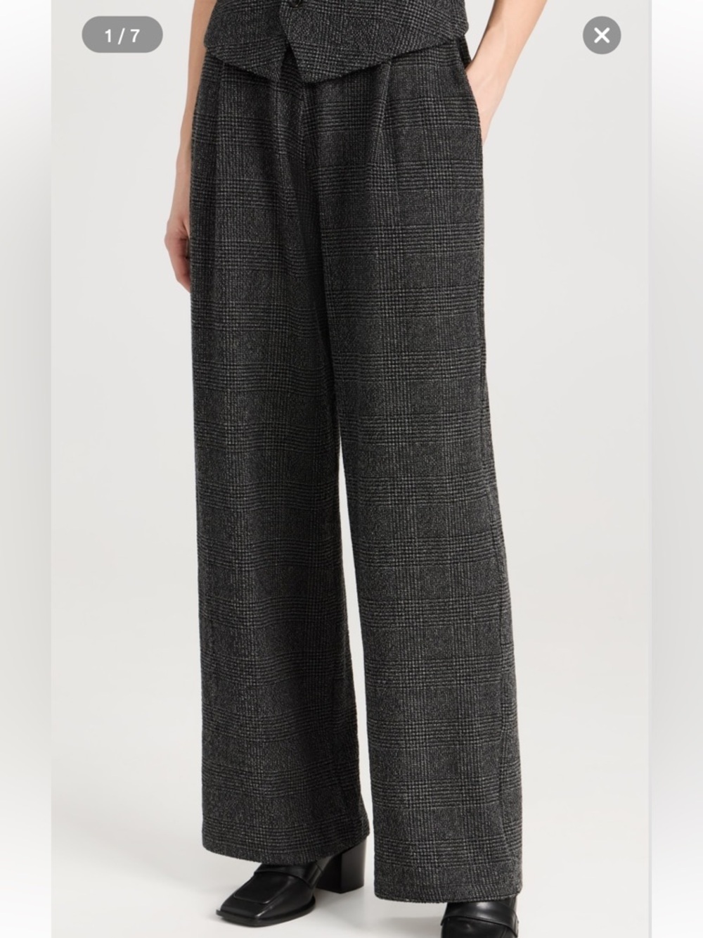 LESET Austyn pleated Prince of Wales checked alpaca-blend wide-leg pants Size XS